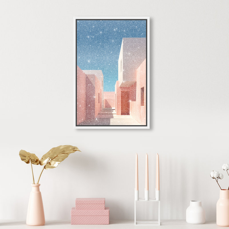 Structured Pink I Print by Oliver Gal, 16"H x 11"W, White Floater Frame