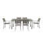  Ensemble repas d'extérieur 7 pièces avec table rectangulaire extensible Pangea Home Bella - Mobilier d'extérieur moderne avec chaises en corde à séchage rapide et plateau en verre trempé-1817232919