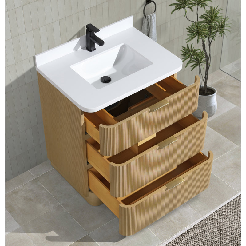 Meuble-lavabo simple 36 po avec plateau en quartz Calamigo