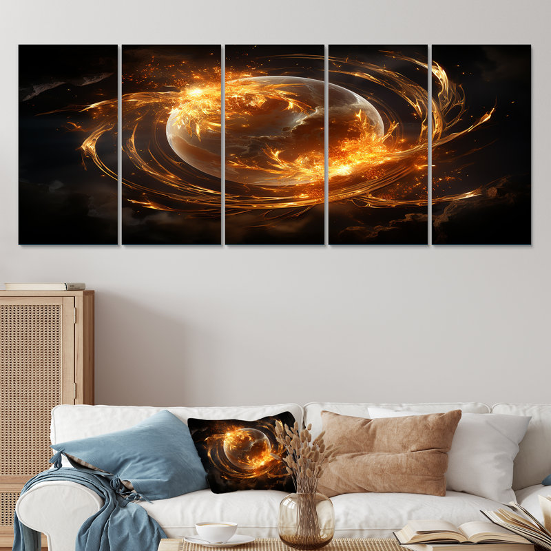 «Fire Fire», art mural 5 pièces, H 28 po x l 60 po