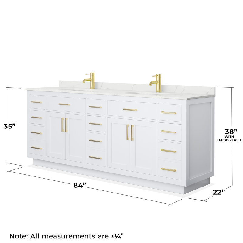 Beckett TK 84'' W Vanity, 8" Center, Brushed Nickel, Giotto Quartz