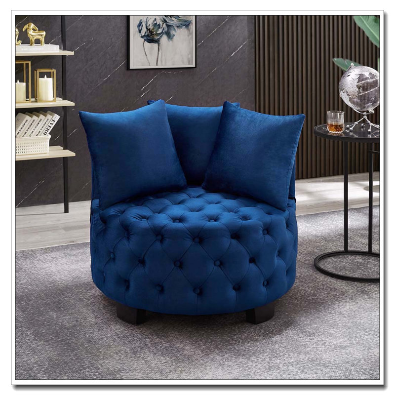 Contemporary Upholstered Tufted Leisure Chair Accent Chair,Navy