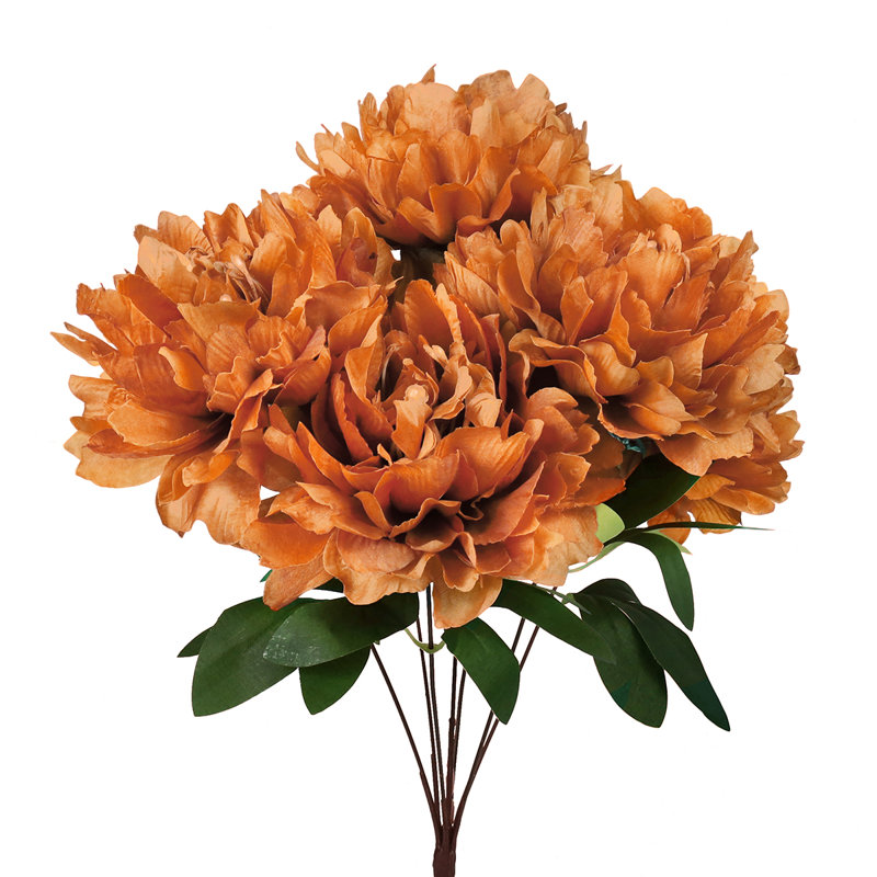 Artificial Hybrid Peony Flower Stem Bush Bouquet, Brown Cafe
