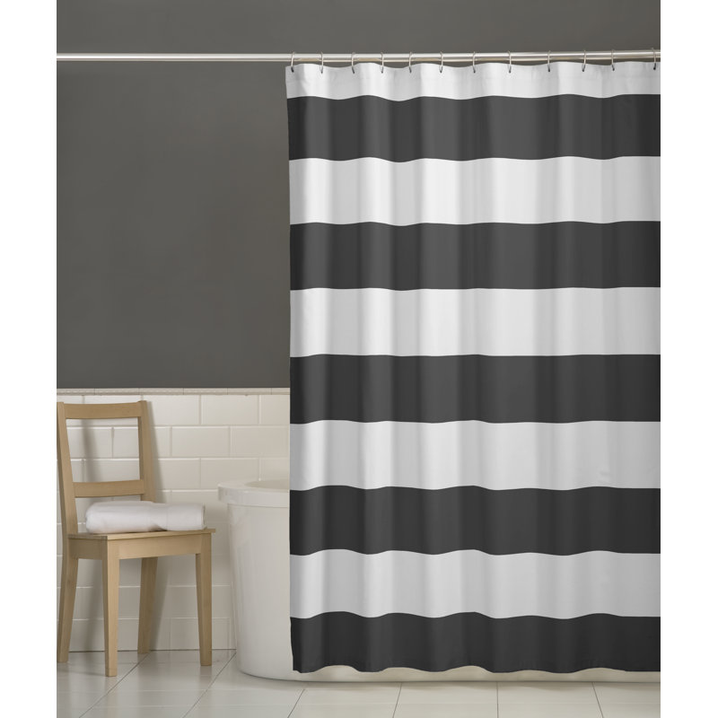 Adhley Striped Single Shower Curtain, Grey