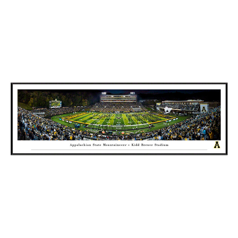 Impression panoramique Appalachian State Football, H 13,75 po x l 40,25 po x P 1,125 po, Cadre noir