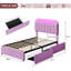 Structure de lit simple TG avec tête de lit et lumières DEL RVB, 2 tiroirs sous le lit, tête de lit réglable, sans sommier, gris velours-130632834-130632836