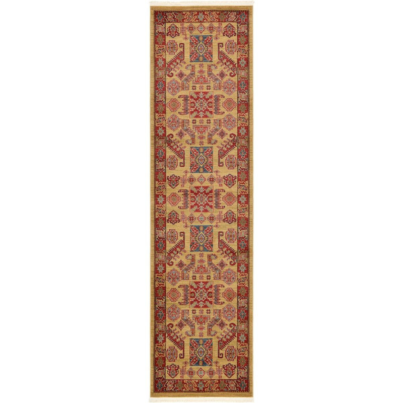 Tapis beige/rouge sud-ouest Lauri, Tapis de couloir 2 pi 7 po x 10 pi