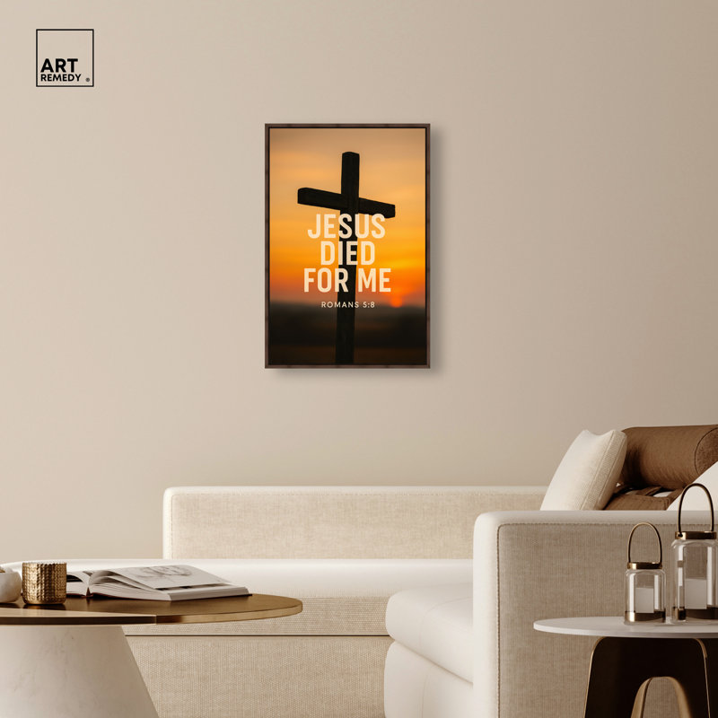  «Jesus For Me Christian», art mural encadré sur toile, cadre en noyer, 24 x 36, 37"H x 25"W, Cadre noyer