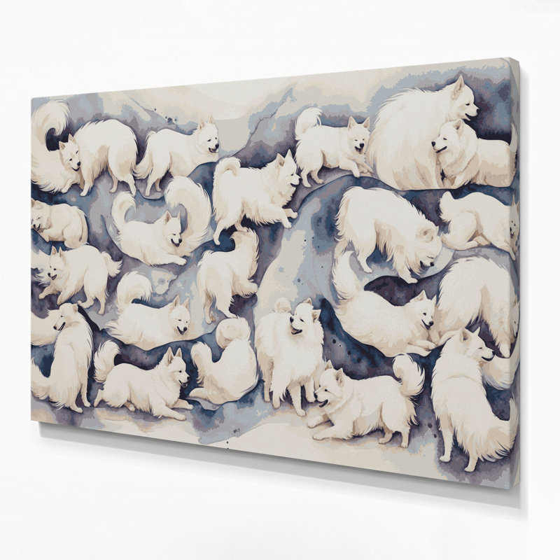 «Dogs Samoyed Beige», art mural sur toile, H 16 po x l 20 po