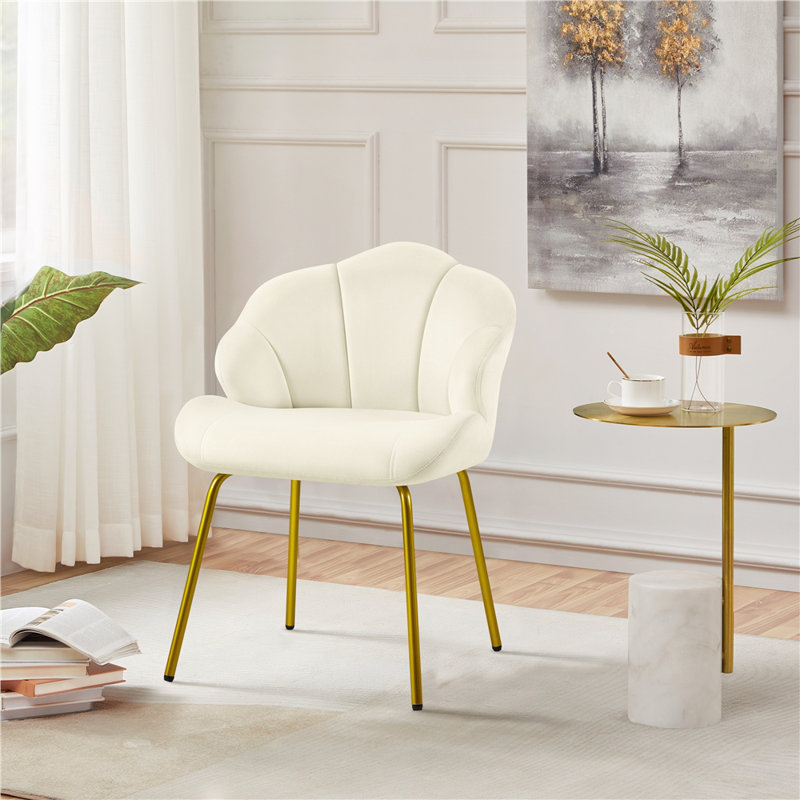 Aaliyiah Contemporary and Classic Velvet Accent Chair Backrest Tub Chair, Beige