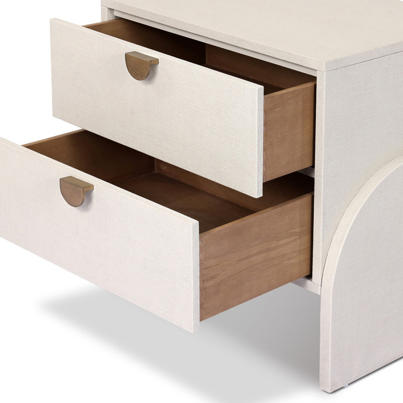 Cressida Nightstand-Ivory Painted Linen, Ivory Painted Linen