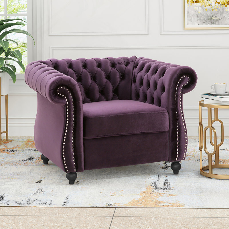 Fauteuil club Chesterfield, Mauve foncé