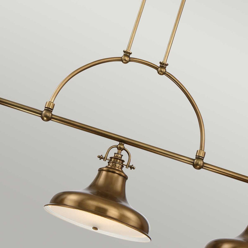 Bridges 3 - Light Kitchen Island Pendant, Weathered Brass