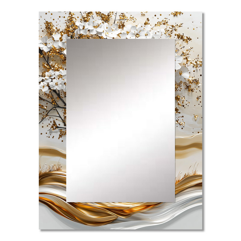 Gold African Woman Silhouette Basswoo II - Amercian Basswood Mirror, Gold Decorative Wall Mirror, Printed Metal Art