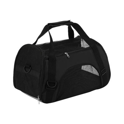Soft Mesh Pet Carrier Travel Bag for Small Pets, 18.9x12.2x10.24 inches, Black