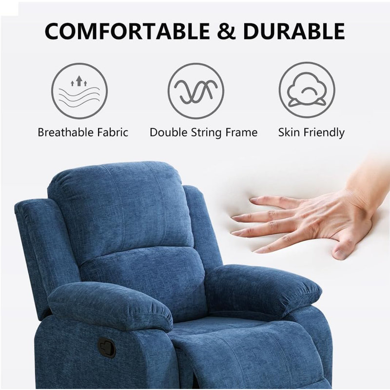 Fauteuil inclinable manuel 35 po, Bleu