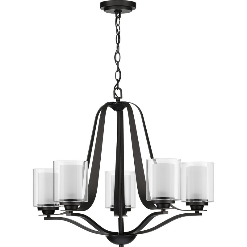 Lustre classique à 5 lumières avec abat-jour Annon, Noir