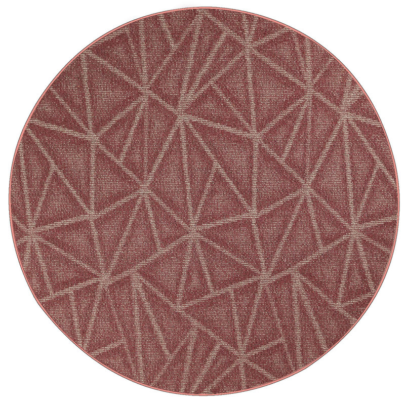 Tapis décoratif géométrique Bourgogne Dickie, Rond 11 pi