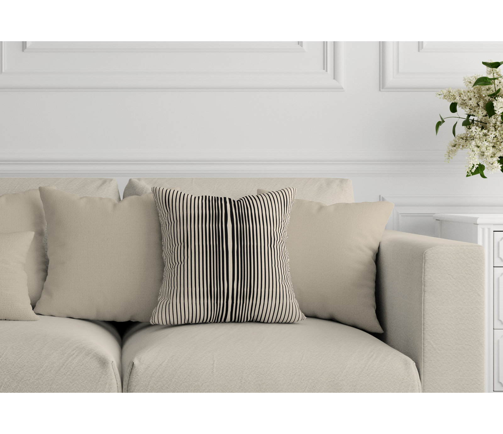 Ash Striped Indoor/Outdoor Throw Pillow, 20" x 20", Fawn