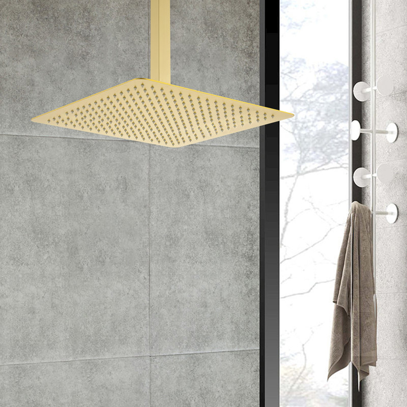 Rain Fixed Shower Head 2.5 GPM GPM, Brushed Gold