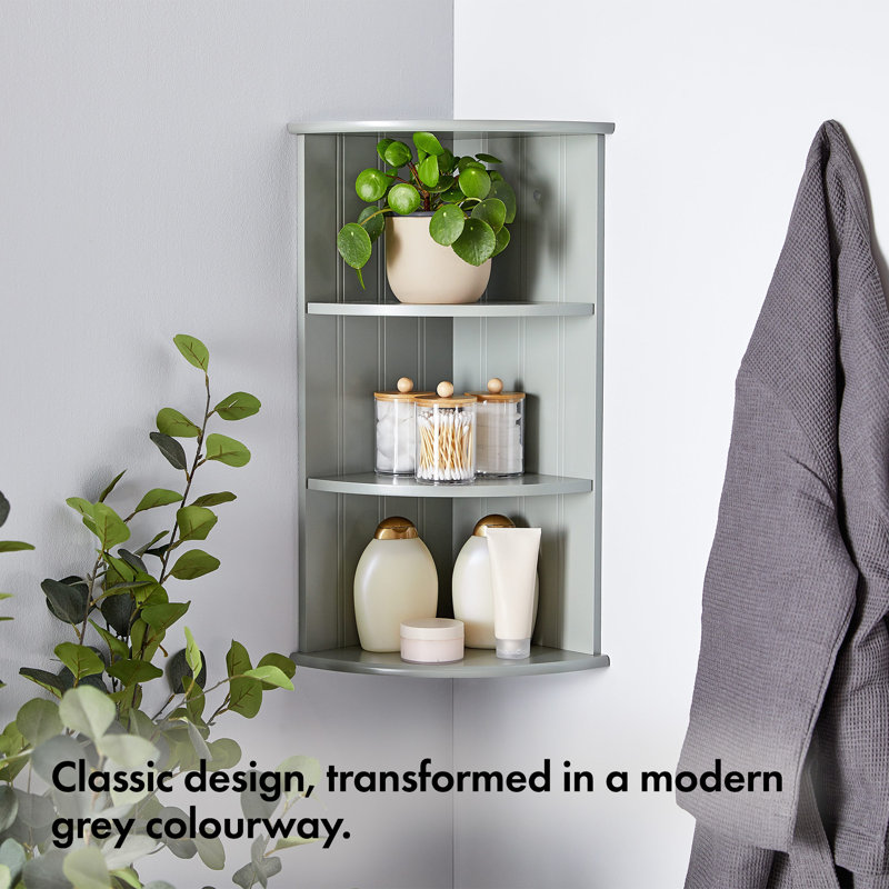 3-Tier Corner Bathroom Shelves, Gray