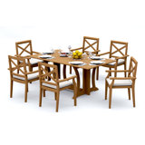 4 Seats 5 Pcs Grade-A Teak Wood Dining Set: Warwick Console Folding Rectangle Table And 4 Granada Stacking Arm Chairs #11GR1504