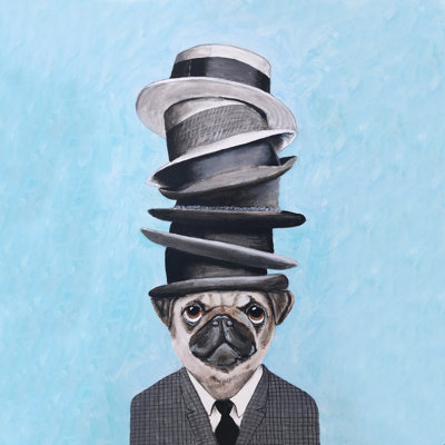 Carlin avec des chapeaux empilés - Peinture