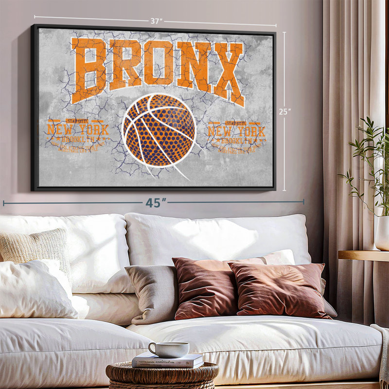 «Bronx NY Basketball Canvas Print», H 25 po x l 37 po