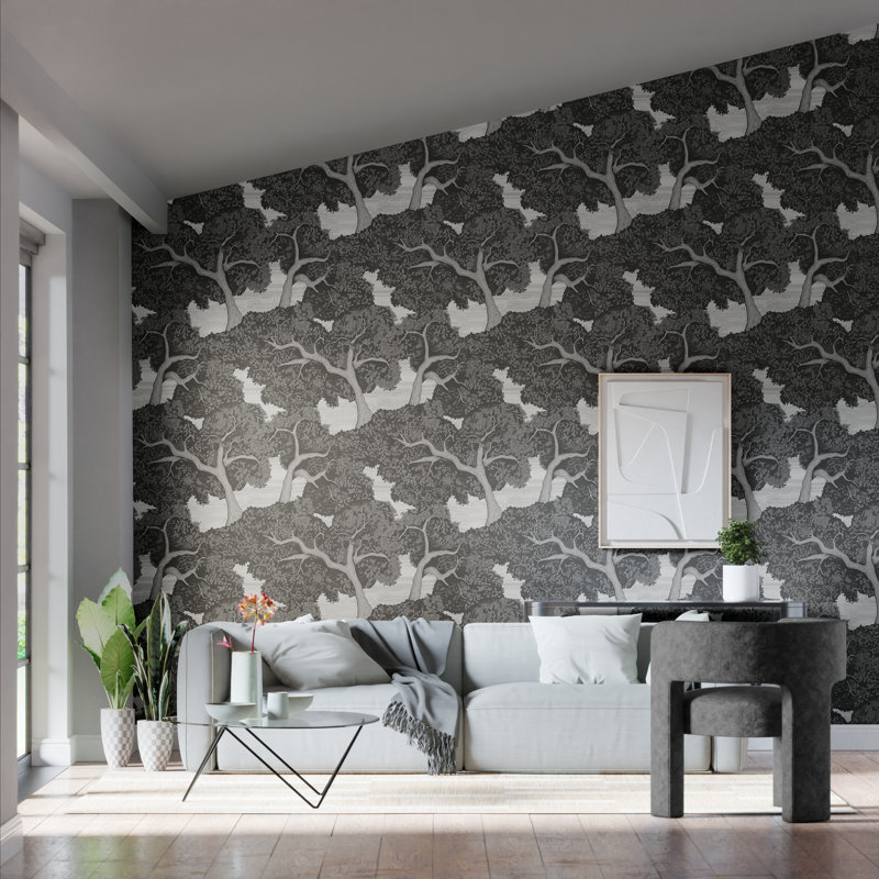 Eternal Oak Wallpaper, Ebony/First Light