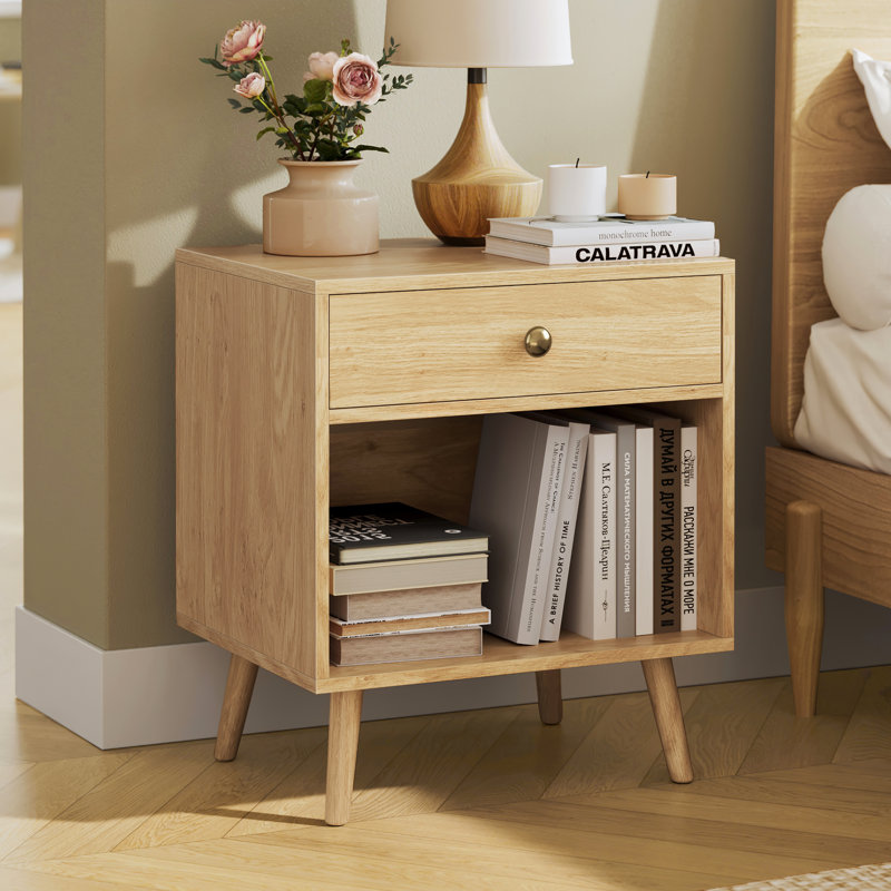 Monterey 50cm W Manufactured Wood Bedside Table, Brown