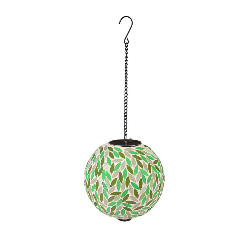 Balle de mosaïque suspendue solaire 8 po, feuilles vertes