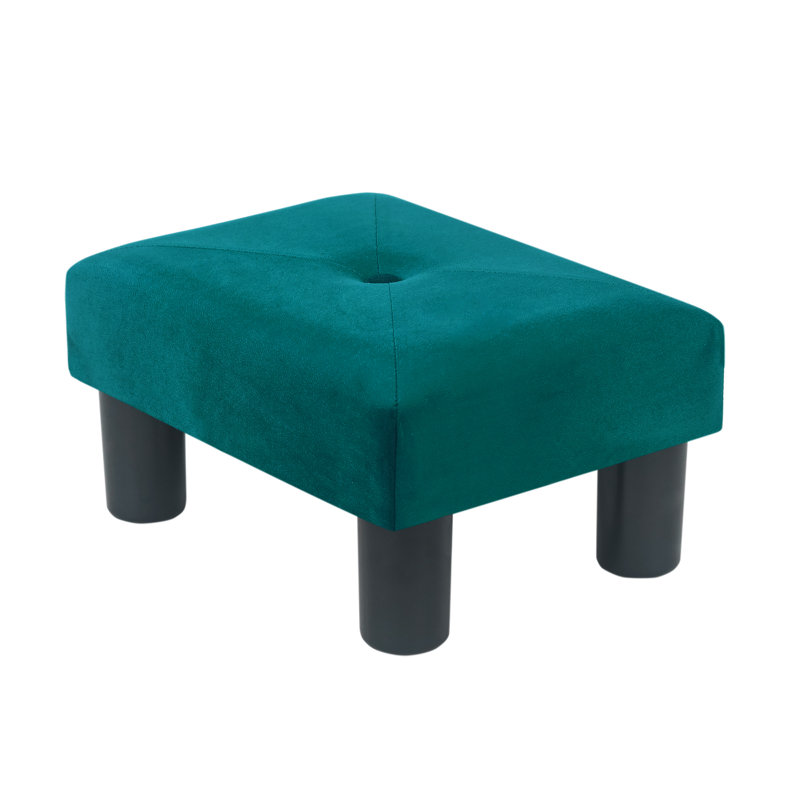Cebrail Velvet Ottoman, Green Velvet