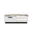 Table basse luxueuse en faux marbre blanc avec tablette organisée et base noire contrastante de 47 po