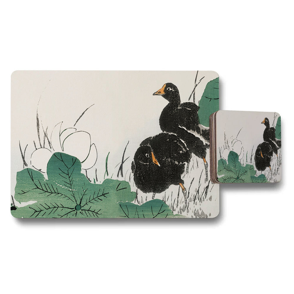Duck Artwork Placemat Coaster Set For Dining Table Decor