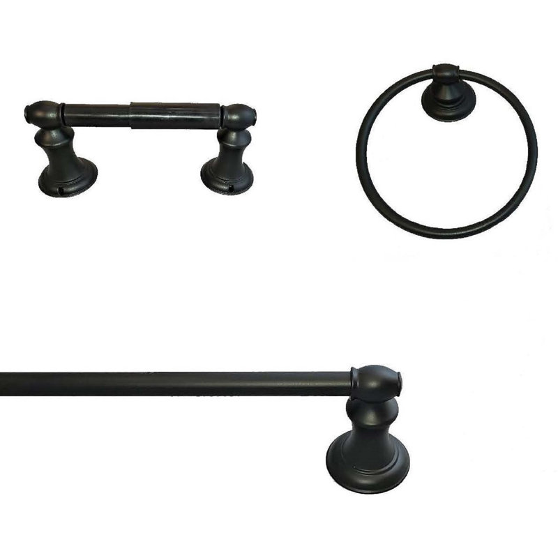 Highlander 3 - Piece Bathroom Hardware Set, Matte Black
