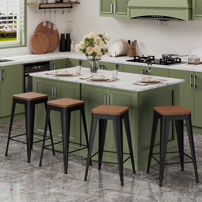 Moise Counter Stool with Metal Frame