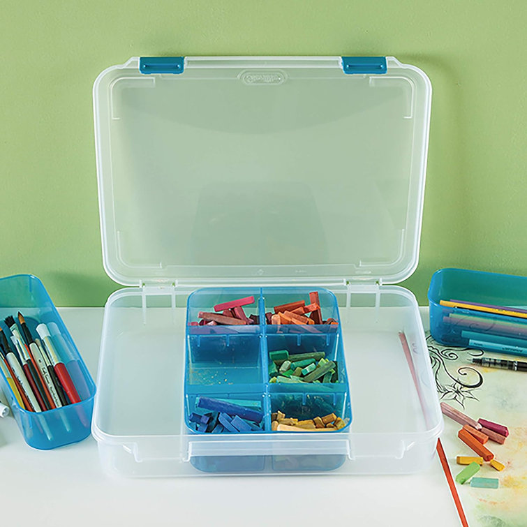 Divided Storage Container Vintage 90s Craft Supply Case Retro Craft Storage Divided  Container Plastic Craft Case With Handle 