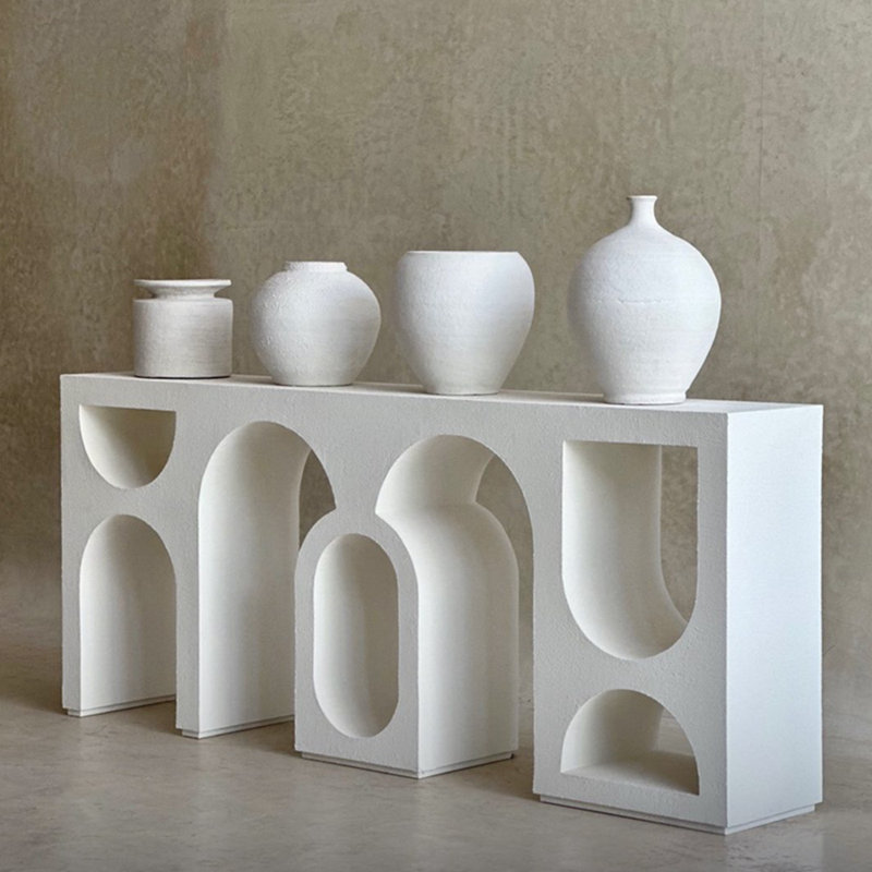 Console moderne en bois minimaliste, H 31,5 po x l 78,7 po x P 13,7 po, Blanc