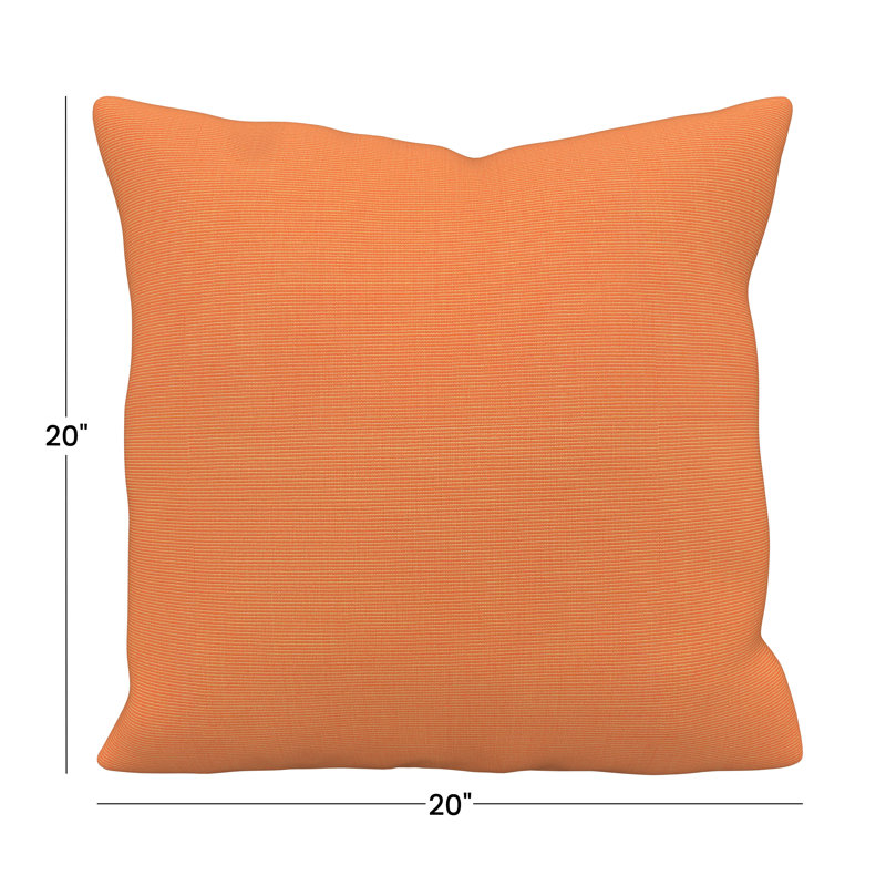 Coussin décoratif intérieur / extérieur Gabi, Carré 20 po, Toile Sunbrella® tangerine