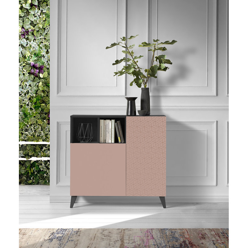 12 Pair Shoe Storage Cabinet, Jet Black/Pink