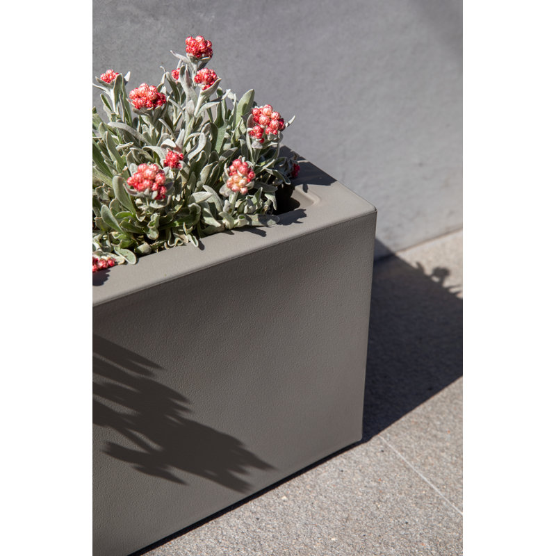 Gray Rectangular Plastic Window Box Planter with Drainage Holes