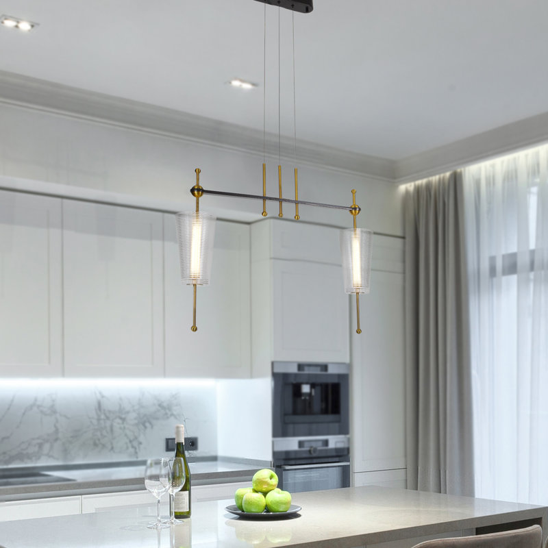 Luminaire suspendu conique en verre à 2 lumières avec hauteur réglable Toscana