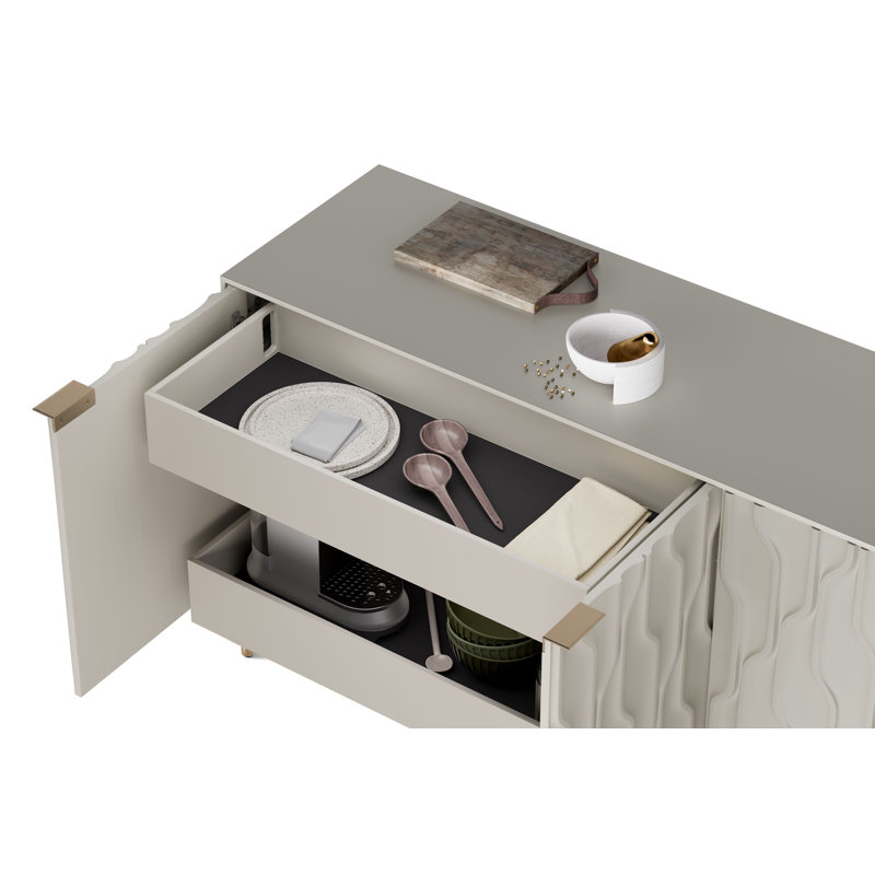 Mesa 79.5'' W Sideboard, Stone/Brushed Brass