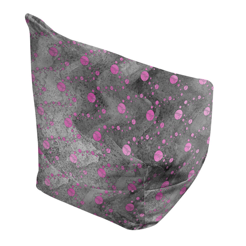 Fauteuil sac de pois Leffel, Housse de pouf, H 38 po x l 42 po x P 29 po, Rose / Noir