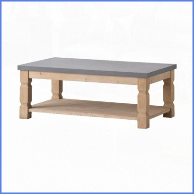 Béton rustique moderne & amp; Table basse en bois pour le salon - 47,8 po rectangulaire avec un style artistique naturel