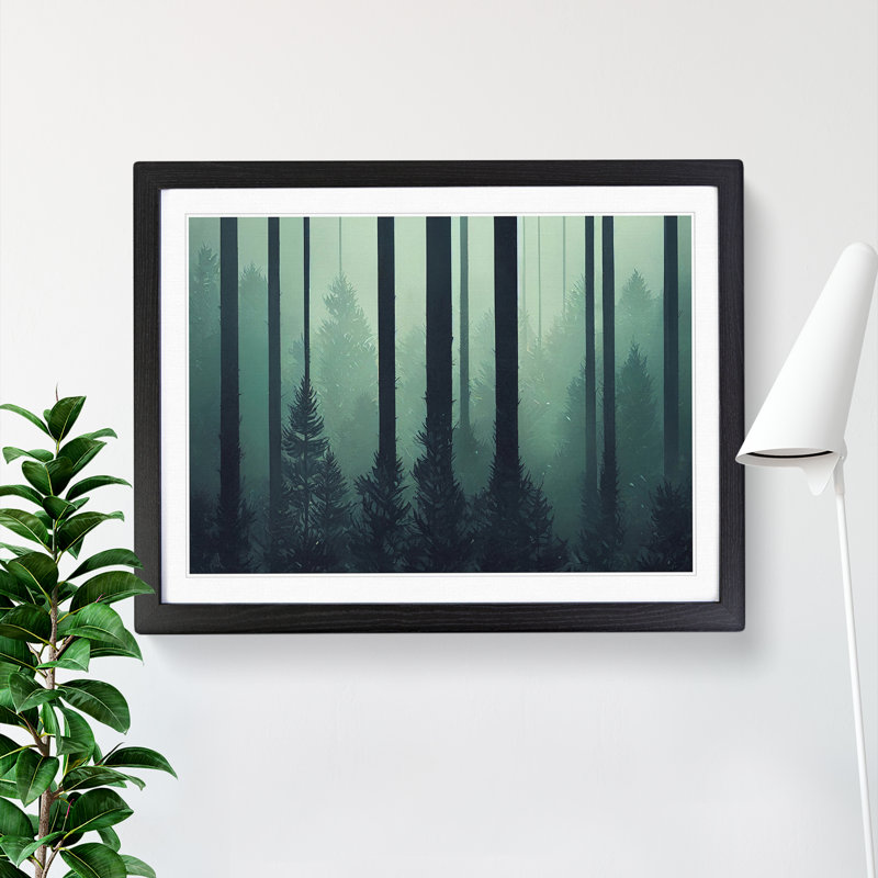 Traditional Pine Tree Forest - Single Picture Frame Print, 46cm H x 64cm W x 2cm D, Black Framed