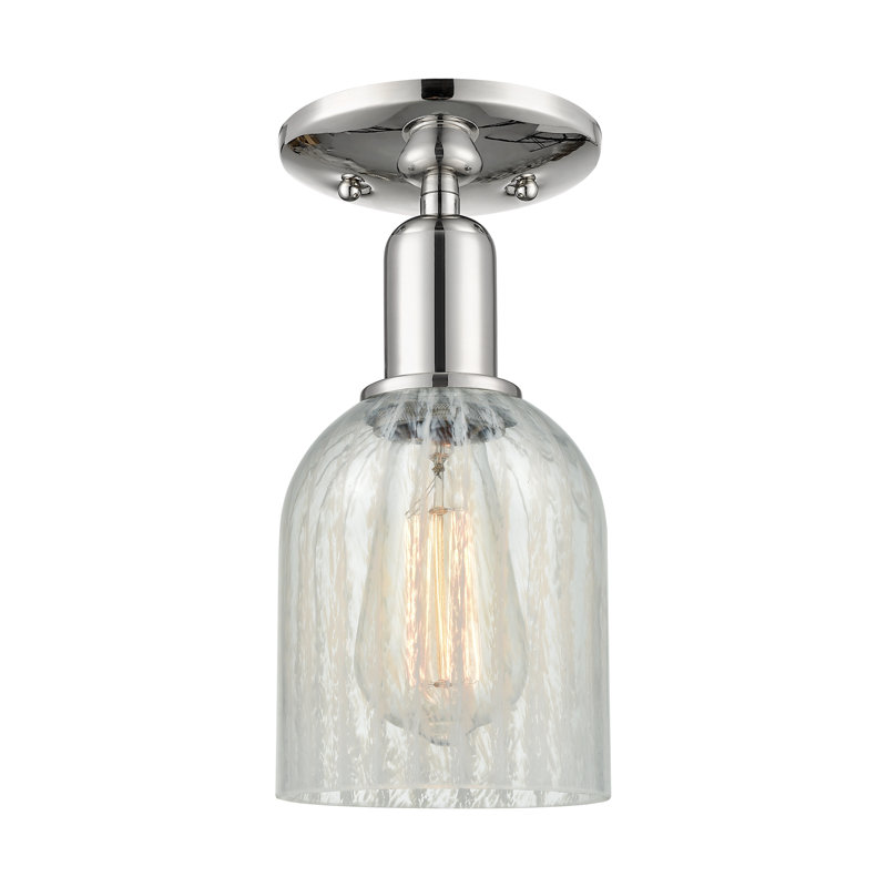 Arcadia - Caledonia - Plafonnier semi-encastré 1 lumière avec abat-jour Mouchette, Nickel poli