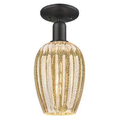 Downtown Urban - Cecil - 1 Light 6" Flute Shade Semi-Flush Mount - Champagne Bronze Finish 