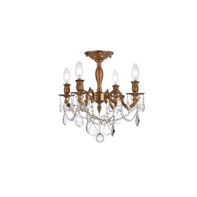 Lustre classique / traditionnel à 4 lumières de style bougie avec détails en cristal Ashmin