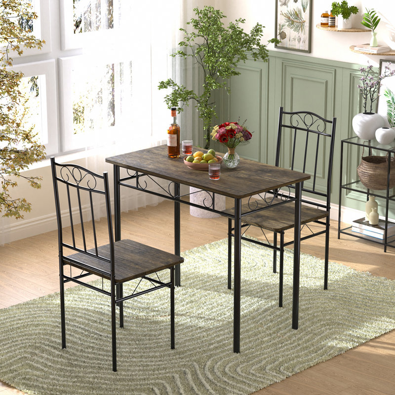 Barnabas 2 - Person Dining Set, Black, Dark Brown, Dark Brown/Black